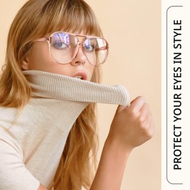livho Blue Light Blocking Glasses, Fashion Oversized Aviator Vintage Glasses, Retro Pilot Computer Glasses for Women/Men