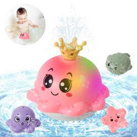 Delycazy Bath Toy Baby Bath Toy Water Toy from 1 2 3 Years, Children's LED Octopus Induction Automatic Water Jet Pool Toy for Baby