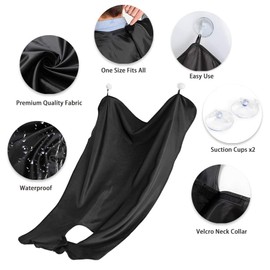 Beard Bib Apron, Beard Catcher with Suction Cups - Best Gifts for Him Men Dad Father Husband, Beard Trimmer Catcher Men's Birthday Gift (Black)