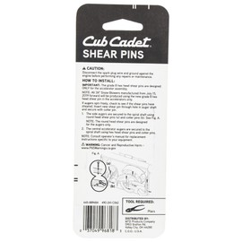 CUB CADET 490-241-C062 Shear Pin Set Kit 3X 24-34" Max Pro Trac Snow Throwers