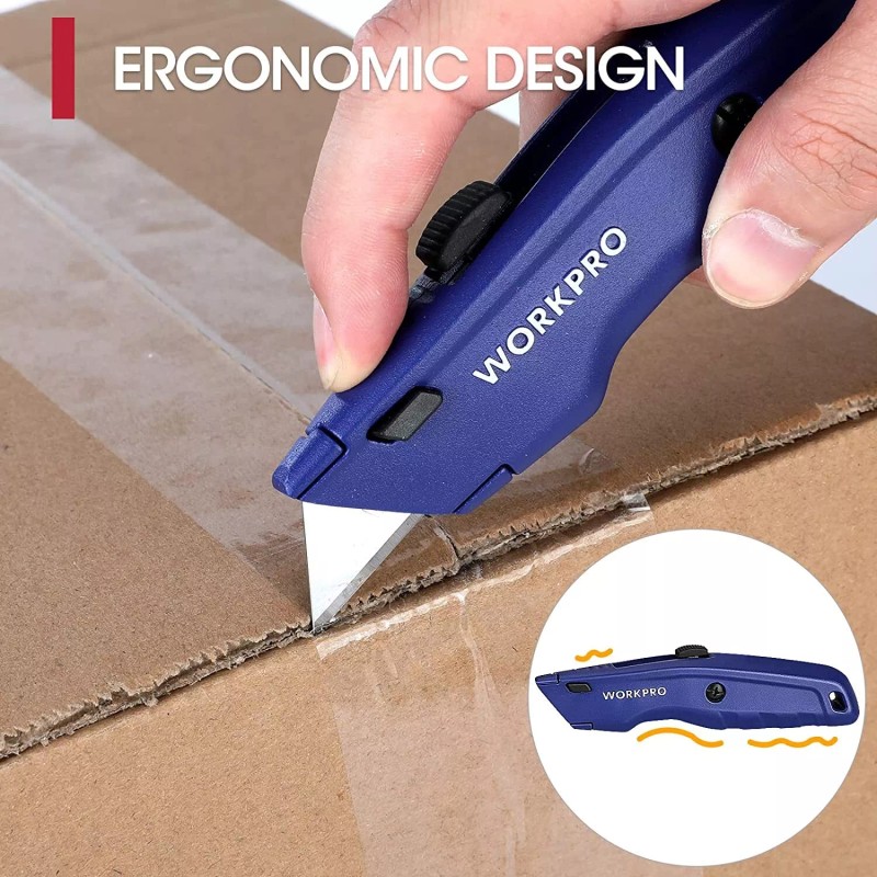 WORKPRO Premium Utility Knife Red Black Blue with 10 Extra