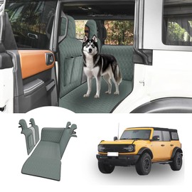 nuoozy Dog Car Seat Cover for Back Seat Compatible with Ford Bronco 2021 2022 2023 2024 Detachable Washable Car Dog Hammock Pet Backseat Travel Cushion (Black Green)