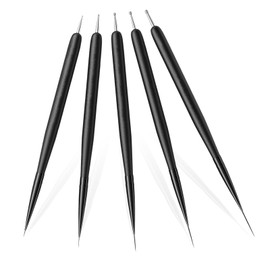 Geebymol Nail Art Brushes, 5Pcs Nail Art Liner Brushes, Dotting Pen Tools, Painting Design Brush Set Double-End Nail Dotting Drawing Tool for Long Lines,Thin Details,Fine Drawing Sizes 4/8/12/15/20 mm