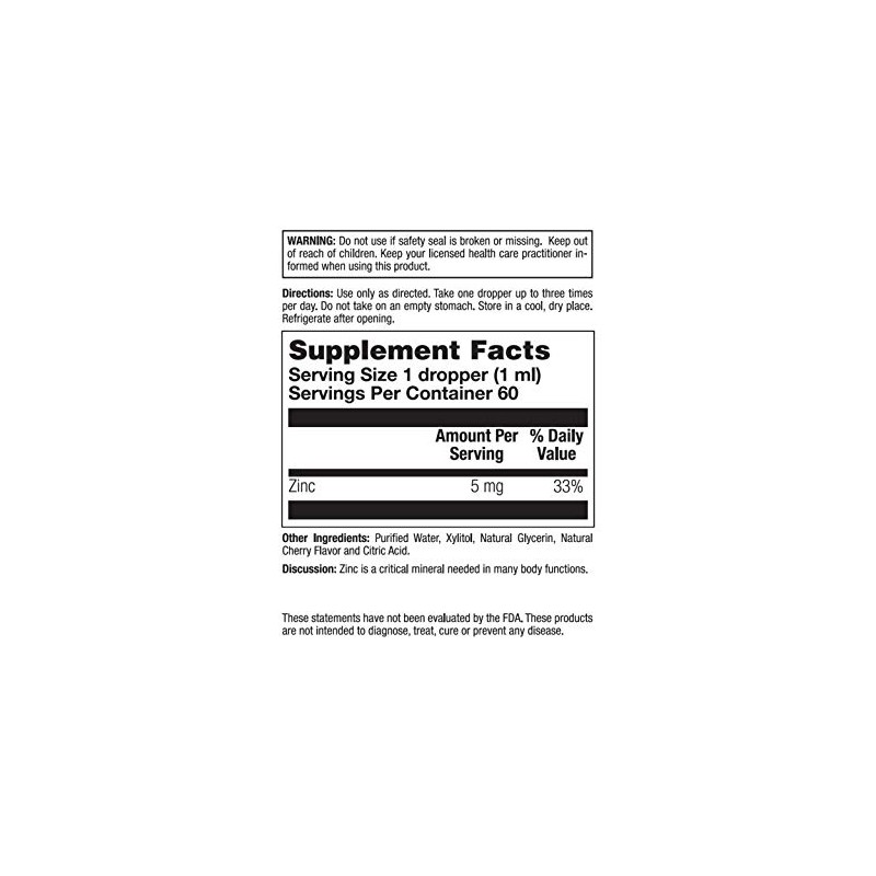 Nature's Life Liquid Zinc Drops 5mg | Cherry | 60