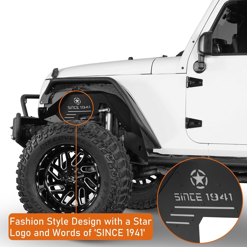 Hooke Road Aluminum Front Inner Fender Liners for 2007-2018 Jeep