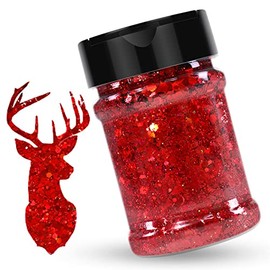 HTVRONT Holographic Chunky Glitter - 100g/3.5oz Holographic Glitter, Mixed Chunky Glitter for Resin, Red Chunky Glitter for Tumbler, Nail, Jewelry, Festival, Party, Decoration, Craft Glitter Flakes