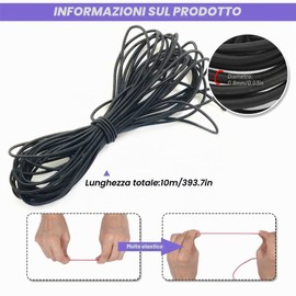 Cordoncino elastico colorato per braccialetti, corda elastica in 10 colori, per braccialetti fai da te (0,8 mm, 100 m)