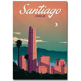 Santiago Chile Vintage Travel Art Refrigerator Magnet Size 2.5" x 3.5"