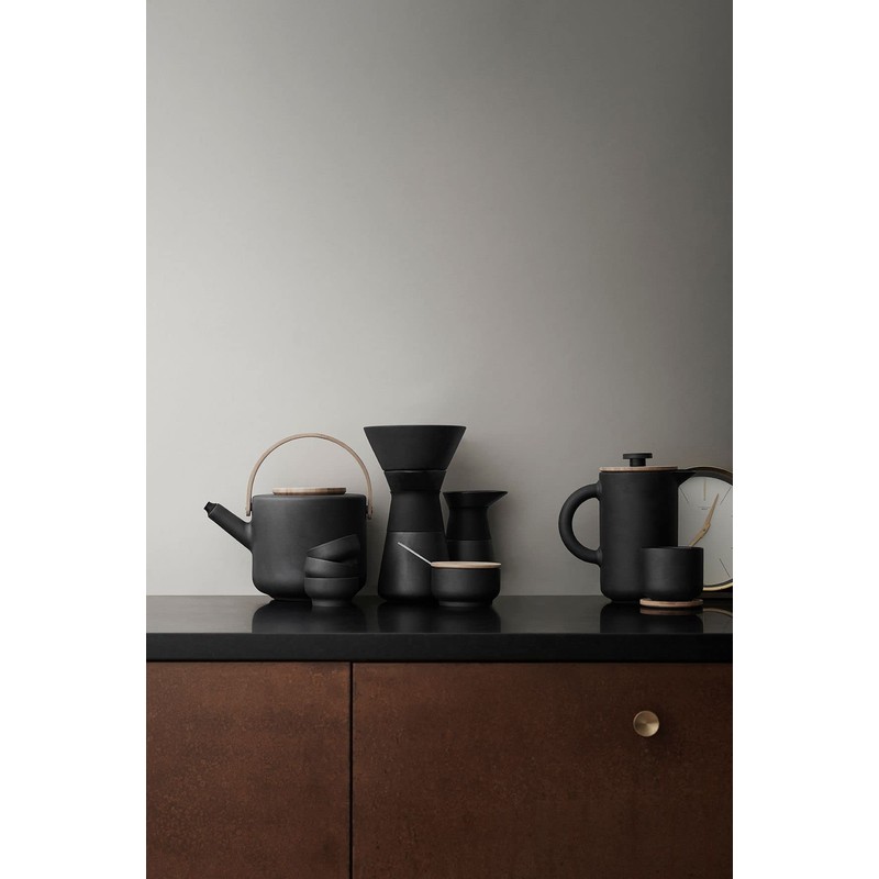 Stelton, Keramik, x-637 Theo Zuckerschale, Schwarz, 10 x 9 x