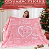 Mothers Day Grandma Gifts Cozy Pink Fleece Wearable Blanket Hoodie,