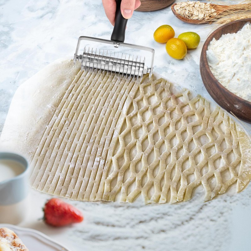 Pastry Lattice Roller Cutter - Stainless Steel Professional Dough Lattice