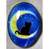 XL GLASS DOME PICTURE BUTTON - BRIGHT YELLOW MOON IN