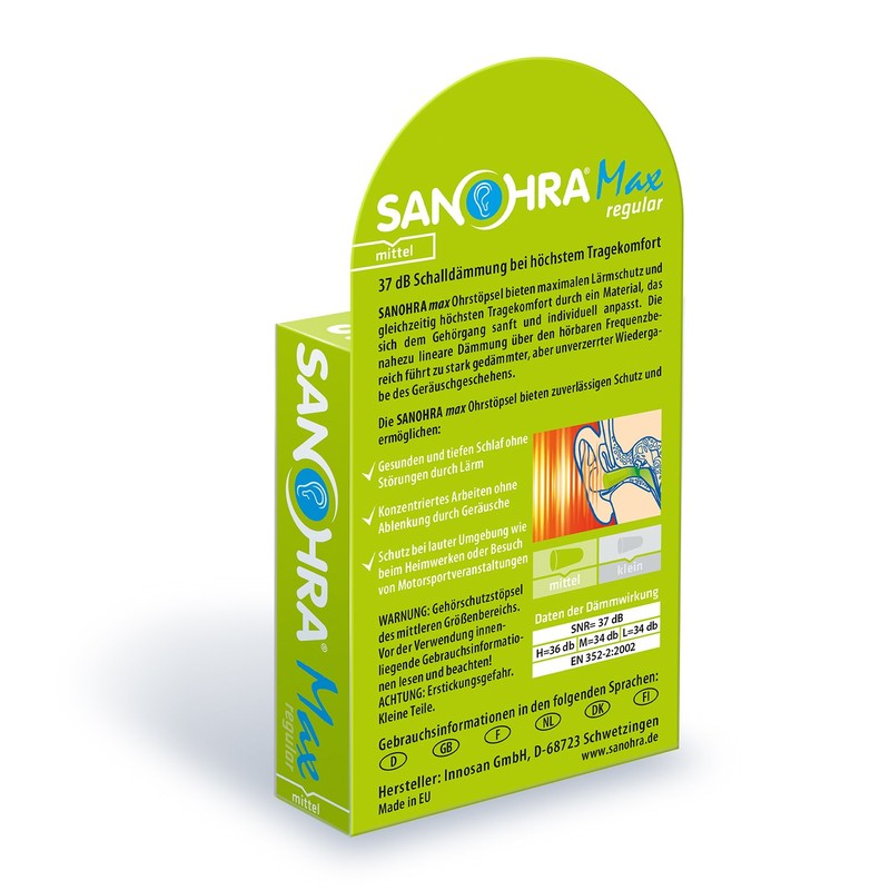 Sanohra Max Adults with Earplugs 37 SNR Noise Isolation, Pack