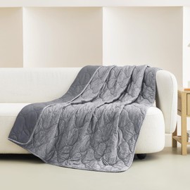 Cozy Bliss Cooling Dual-Sided Blanket for Hot Sleepers, Q-Max>0.43 Lightweight Soft Breathable All Seasons Double Side Cooling Throw for Night Sweats (Charcoal Grey, 50"x70")