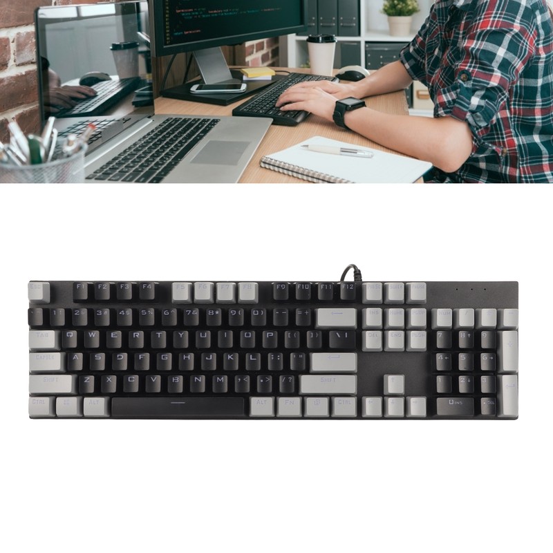 104 Key Mechanical Gaming Keyboard 28 Backlight Modes Blue Switch