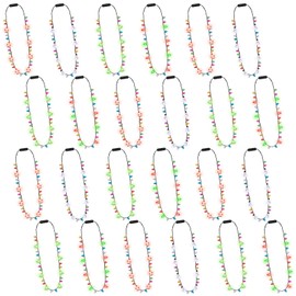 Traplace 24PCS Christmas Party Supplies, Colorful Light Up Christmas Necklace, Christmas Accessories Santa Claus Bulbs, 3 Modes Christmas Necklaces Bulk for Christmas Light Necklaces New Year Eve
