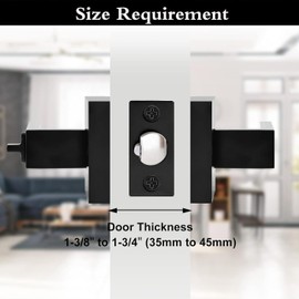 Entry Door Handle Lever with Lock Key, Black Square Heavy Duty Door Knob for Use Entry, Passage, Bathroom, Office, Bedroom, Front Entrance Exterior Interior, Rust-Proof Black Coating