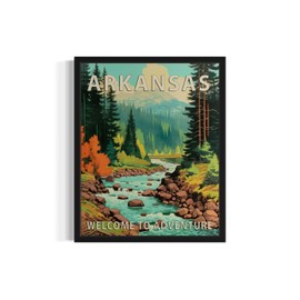 Arkansas State Scenery - Póster artístico con diseño de paisaje retro de los estados, decoración artística de pared, montaña de aventura y paisaje para recámara, sala de estar 42 (Arkansas, 8 x 10