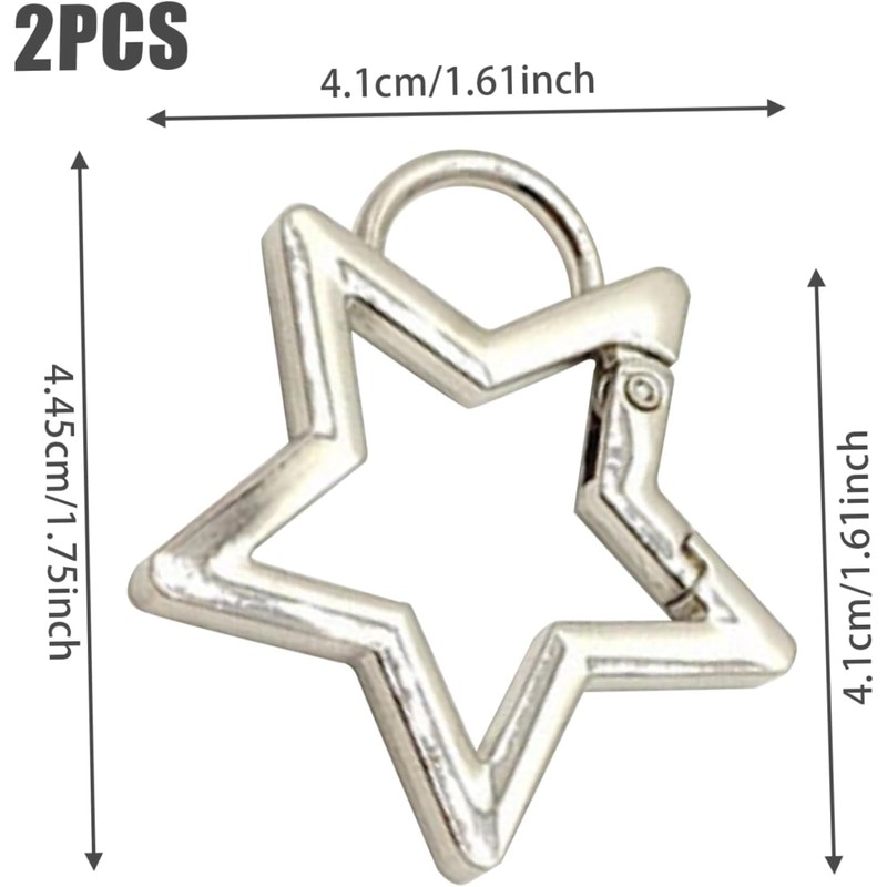 Pack of 2 Star Carabiner Clip, Star Shape Key Ring,