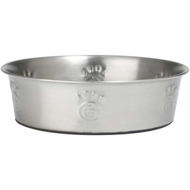 PetRageous 60050 Cayman Classic Non-Skid Stainless Steel Dishwasher Safe Bowl 12-Cup Capacity 9.5-Inch Diameter 3-Inch Tall for Large and Extra Large Dogs and Cats of Any Size, Metallic