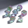 Green Purple Resin Dice Set for DND – 7pc Polyhedral