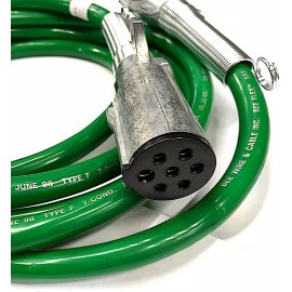 MTP 15 Ft, 7 Way Plug, ABS Straight Cable Assembly, Green, 4/12, 2/10, 1/8 gauge