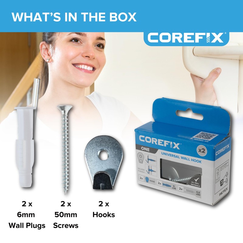 Corefix ONE Wall Hook, Medium Duty Universal Picture Hooks, Wall