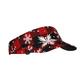 Cute Christmas Holiday Hats Men Women Xmas Snowflakes Sun Sport Visor Hat Red Plaid Adjustable Cap One Size