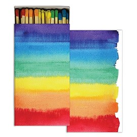 HomArt Large Decorative Watercolor Rainbow Candle and Fireplace Wood Matches