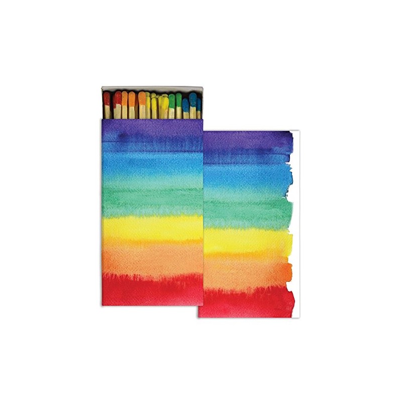 HomArt Large Decorative Watercolor Rainbow Candle and Fireplace Wood Matches