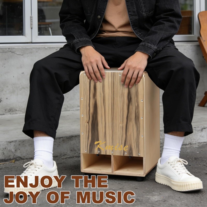 Kmise Portable Cajon Drum Box, 11.8×12.2×19.6" Adjustable Snare Cajons Drums,