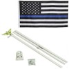 USA Thin Blue Line Embroidered Nylon Flag White Pole Kit