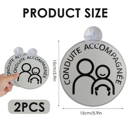 Set of 2 guide discs, accompanied with suction cup, for attaching to the vehicle, diameter 15 cm, supervised guide for young drivers for safe driving