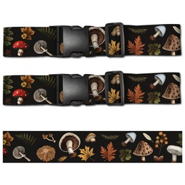 CREATCABIN Pack of 2 Luggage Straps for Suitcase Travel Strap Accessories TSA Tested Polyester Mushroom Black Luggage Connecting Straps with Quick Release Adjustable Suitcase Strap for Bag 5 x 90 cm