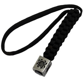 Spyderco Square Pewter Bead with black Paracord Lanyard