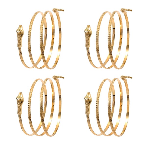 HAICN 4Pieces Snake Armband Swirl Gold Adjustable Cuff Armlet Snake