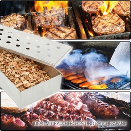 com-four® Smoker Box for Smoker, Ball and Gas Grill - Smoker Box for Great Smoke Aroma at BBQ - Made of Stainless Steel