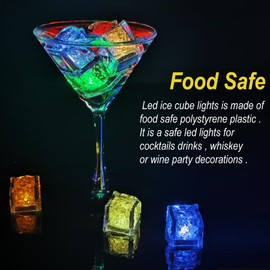 Light Up Ice Cubes for Drinks Reusable, Slow Flash + Fast Flash Lighted Ice Cube Lights,Waterproof Multi Color Flashing LED Drink Light for Cocktail Wedding Birthday Party Decorations