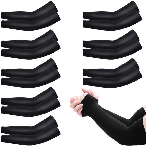 ZeeDix 8 Pairs Black Arm Sleeves UV Protection Cooling Arm