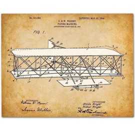 Wright Brothers Flying Machine - 11x14 Unframed Patent Print - Makes a Great Home or Man Cave Decor and Gift Under $15 for Pilots and Plane Enthusiasts