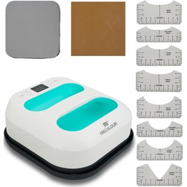 MECOLOUR Heat Press Machine for T Shirts, Portable Heat Press 9"X9" With Heat Press Mat, PTFE Teflon and 8 Pcs Tshirt Ruler Guide, Tshirt Press Machine for Sublimation, HTV, Heat Transfer Projec Green