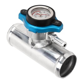 Inline Radiator Hose Filler Neck, Radiator Inline Filler Neck 38mm 1‑1/2in OD with Temp Display T6061 Aluminum Polished for Cars