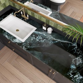 VaryStyle 15.7"x118" Black Green Marble Contact Paper for Countertops Waterproof Bathroom Vinyl Wrap Counter Top Covers Removable Thick Marble Wallpaper Dark Granite Contact Paper for Kitchen Cabinets