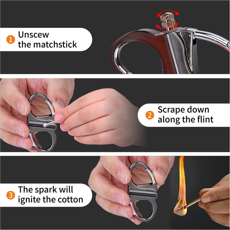 Keychain Lighter, Permanent Match Infinity Lighter, Reusable Waterproof Match Strike