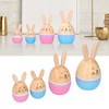 Wood Rabbit Family Figures Handcraft Decoration Ornament for Living Room