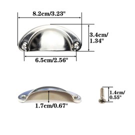 Mokife Cabinet Cup Pulls 3 inch (82mm), Modern Silver Kitchen Cabinet Handles, 12 Pack Furniture Door Hardware Knobs with Screws for Chest of Drawers Cupboard Dresser Wardrobe