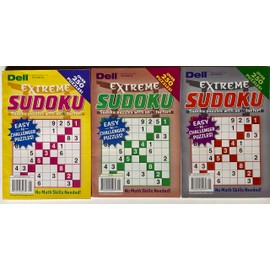 Volume Numbers 94, 95, and 96 of Dell Penny Press Extreme Sudoku Puzzles. Easy Medium Hard Challenger