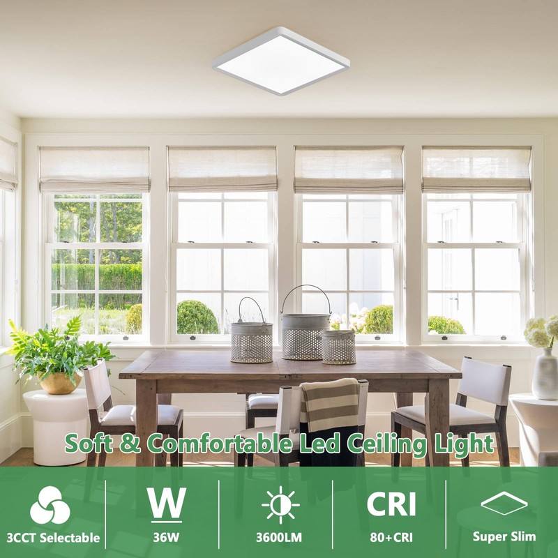 16 Inch Square LED Flush Mount Ceiling Light 2 Pack,