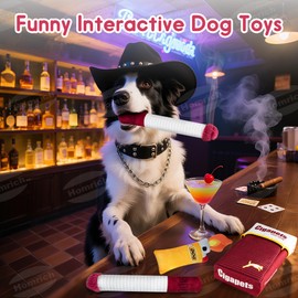 Homrich Dog Toy Large, Funny Interactive Plush Dog Toys, 3 Packs Giggle Puff Stick Toys with a Box, Pet Squeak Toys for Medium, Small, and Large, Cool Stuffed for Dogs Birthday