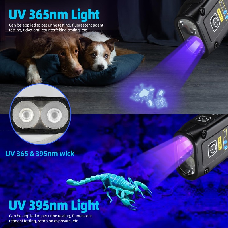 DARKBEAM UV Flashlight 365+395 Blacklight, LED EDC Flashlights high Lumen